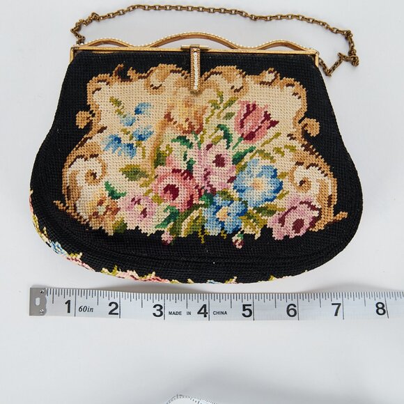 Vintage Petit Point Tapestry Evening Bag with Chain Strap - Picture 8 of 9